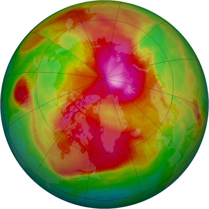 Arctic ozone map for 12 March 1989
